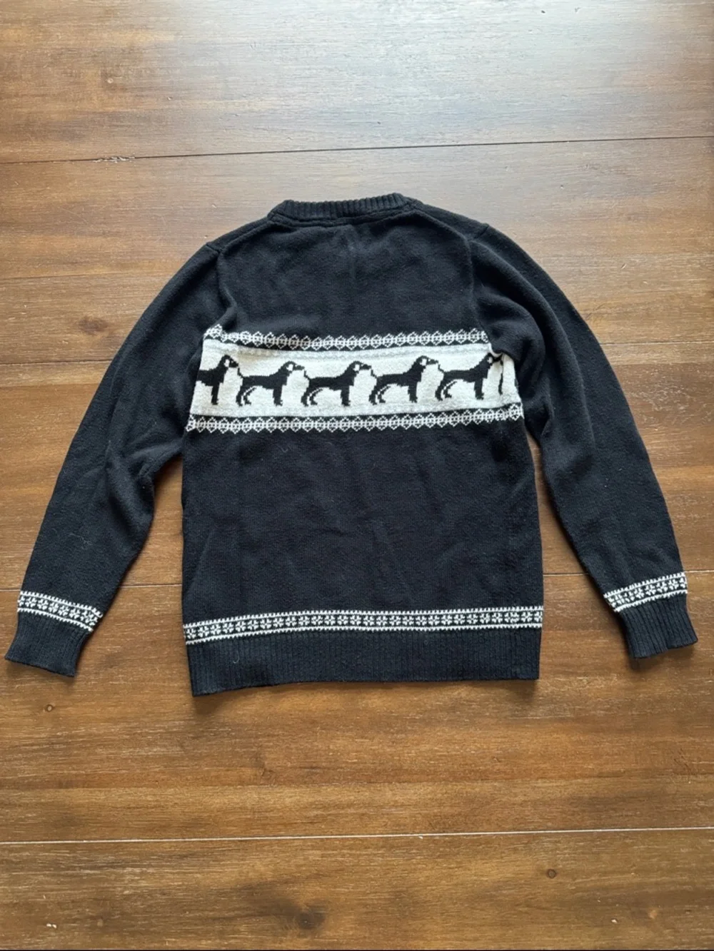 Size 7 Janie and Jack cotton blend Dog Crewneck fair isle sweater